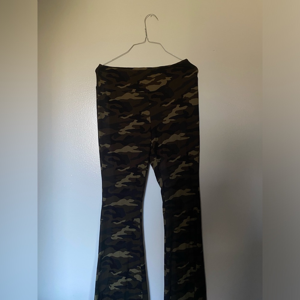 Dark camouflage bell bottom pants